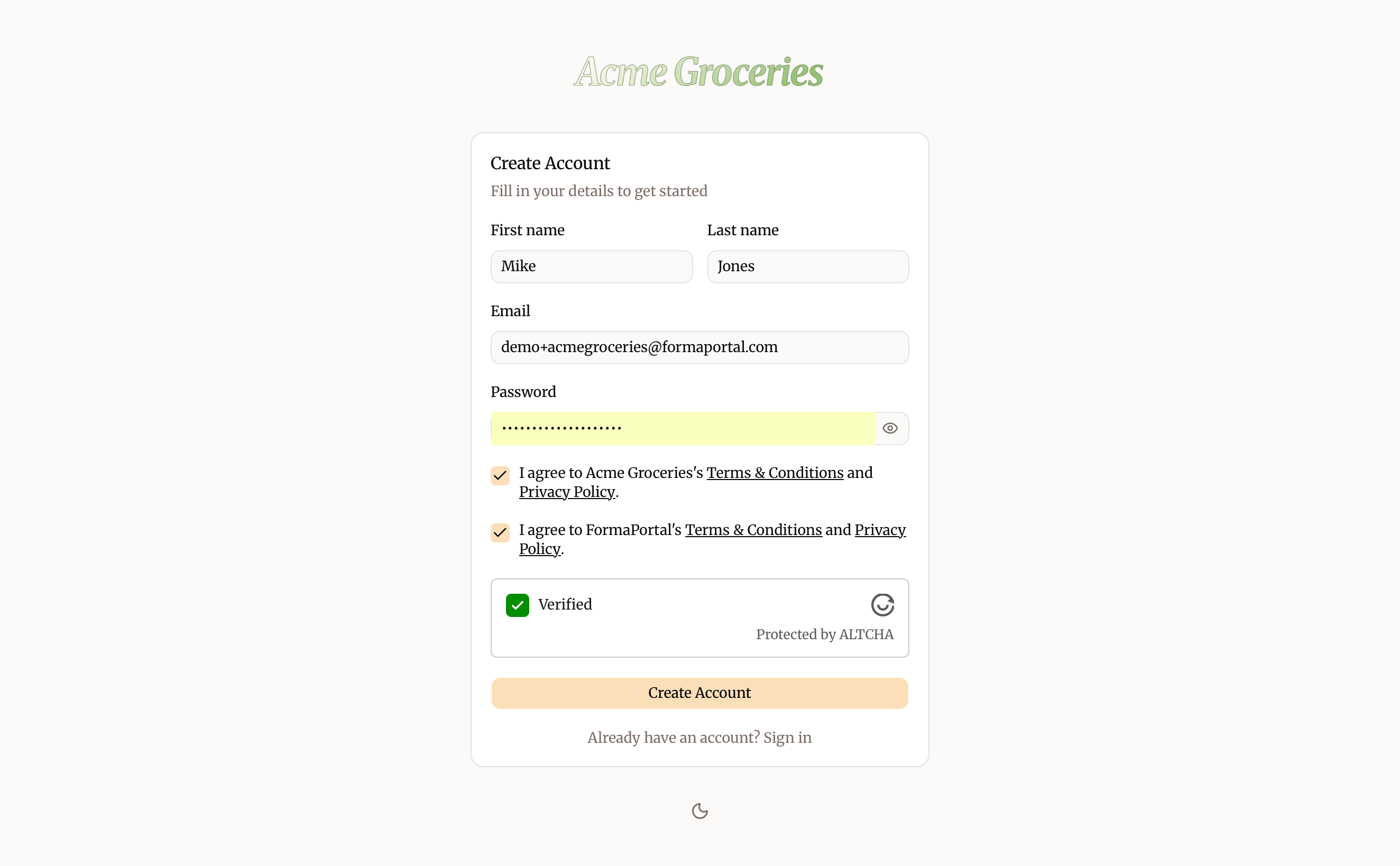 Create Your Account