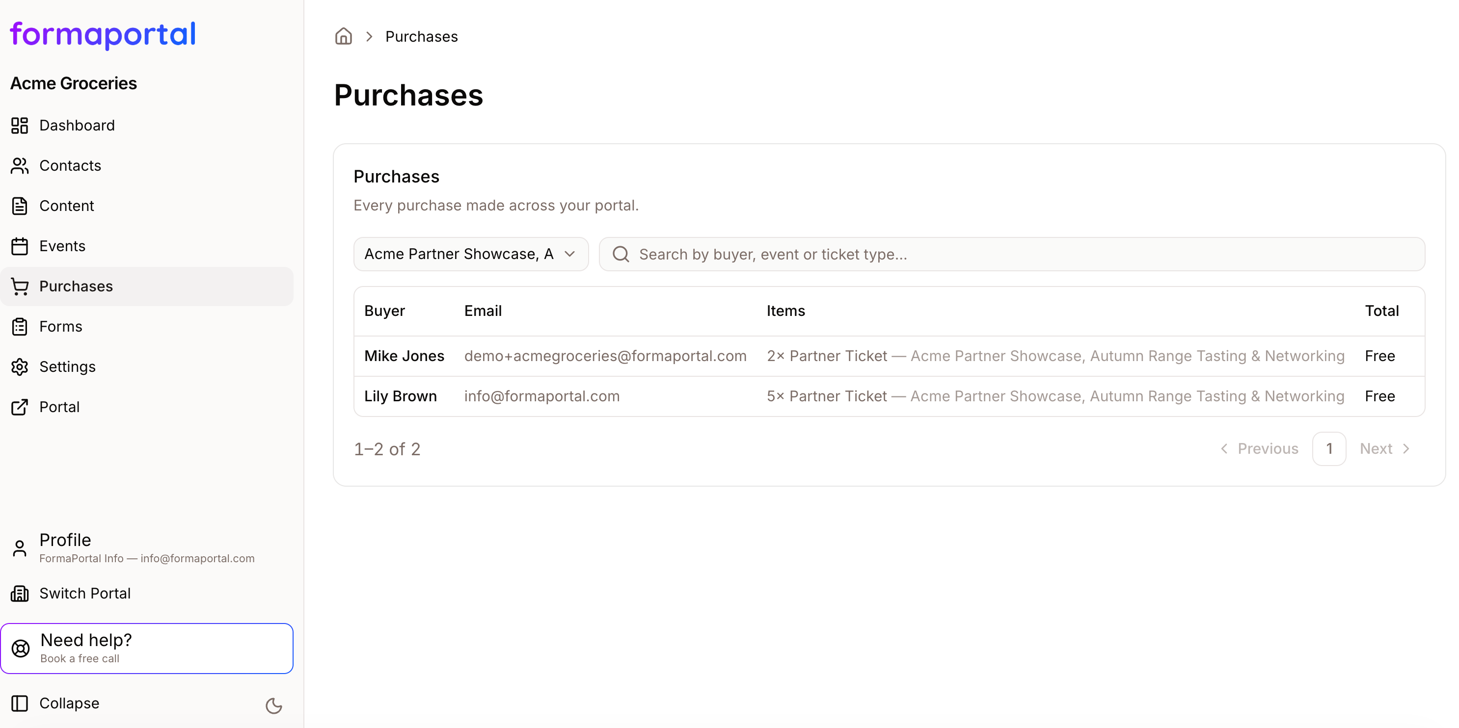 Track Purchases in Dashboard